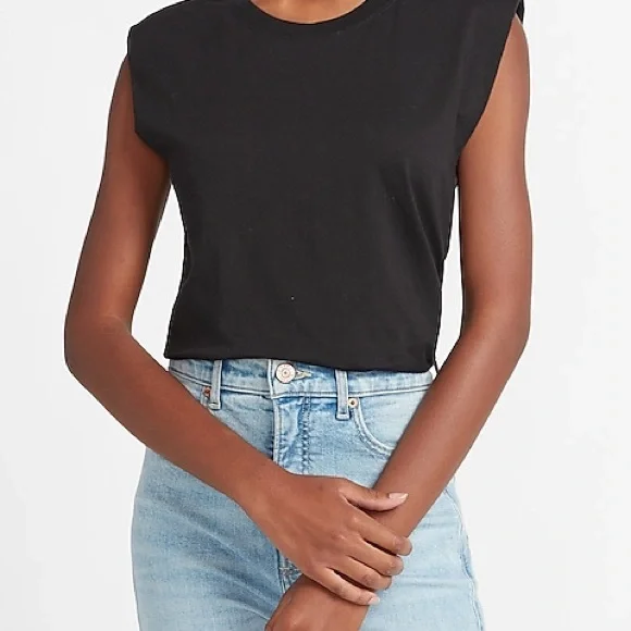 BY EXPRESS PADDED SHOULDER CAP SLEEVE MUSCLE TOP!❤️🎁 - Picture 3 of 3